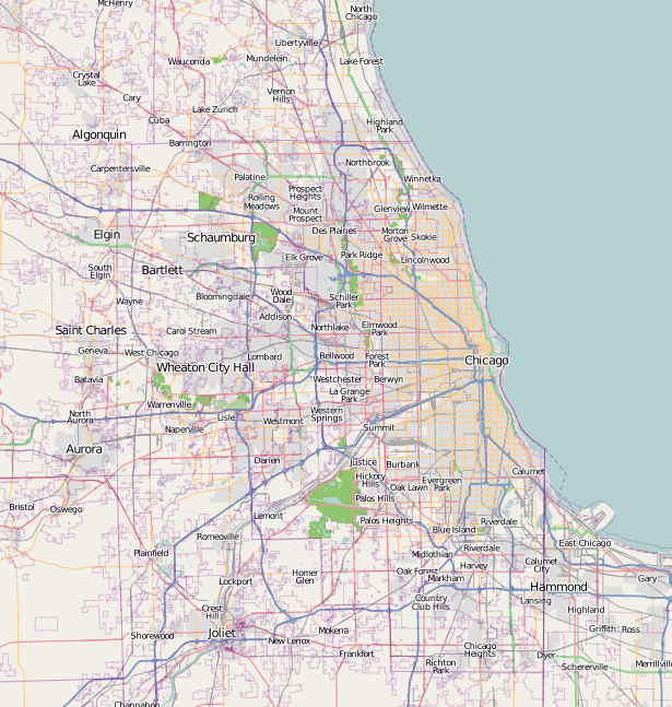 Mapa obszaru dostawy w aglomeracji Chicago